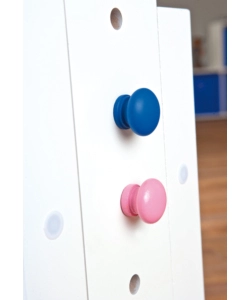 SCRIVANIA IN PINO MASSELLO FINITURA BIANCO ROSA/BLU . PIANO INCLINABILE E STRUTTURA REGOLABILE IN ALTEZZA. DIM. 109X55X64-90H. ARTICOLO IN KIT.
